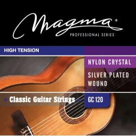 Set de Cuerdas Guitarra Clásica Nylon y Entorchado Plateado Tensión Alta GC120 Magma Strings 